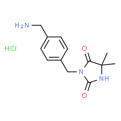 ChemSpider 2D Image | 3-[4-(Aminomethyl)benzyl]-5,5-dimethyl-2,4-imidazolidinedione hydrochloride (1:1) | C13H18ClN3O2