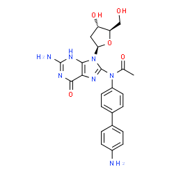 ChemSpider 2D Image | 8-[Acetyl(4'-amino-4-biphenylyl)amino]-2'-deoxyguanosine | C24H25N7O5