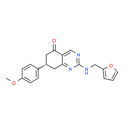 ChemSpider 2D Image | (7S)-2-[(2-Furylmethyl)amino]-7-(4-methoxyphenyl)-7,8-dihydro-5(6H)-quinazolinone | C20H19N3O3