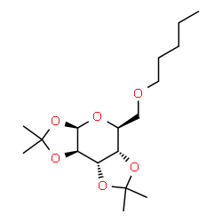 ChemSpider 2D Image | (3aR,5S,5aS,8aS,8bR)-2,2,7,7-Tetramethyl-5-[(pentyloxy)methyl]tetrahydro-3aH-bis[1,3]dioxolo[4,5-b:4',5'-d]pyran | C17H30O6