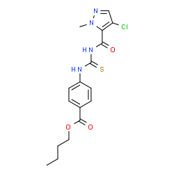 ChemSpider 2D Image | Butyl 4-({[(4-chloro-1-methyl-1H-pyrazol-5-yl)carbonyl]carbamothioyl}amino)benzoate | C17H19ClN4O3S