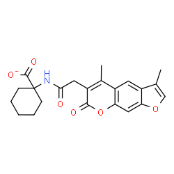 ChemSpider 2D Image | 1-{[(3,5-Dimethyl-7-oxo-7H-furo[3,2-g]chromen-6-yl)acetyl]amino}cyclohexanecarboxylate | C22H22NO6