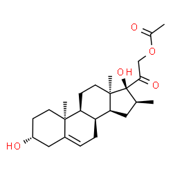 ChemSpider 2D Image | (3alpha,8alpha,10alpha,13alpha,16beta,17alpha)-3,17-Dihydroxy-16-methyl-20-oxopregn-5-en-21-yl acetate | C24H36O5