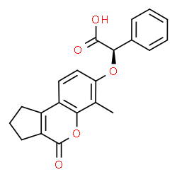 ChemSpider 2D Image | (2R)-[(6-Methyl-4-oxo-1,2,3,4-tetrahydrocyclopenta[c]chromen-7-yl)oxy](phenyl)acetic acid | C21H18O5