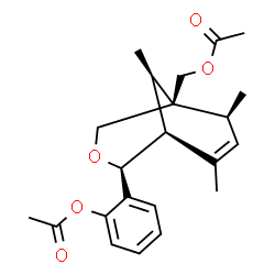 ChemSpider 2D Image | 2-[(1S,2S,5R,6S,9R)-5-(Acetoxymethyl)-6,8,9-trimethyl-3-oxabicyclo[3.3.1]non-7-en-2-yl]phenyl acetate | C22H28O5