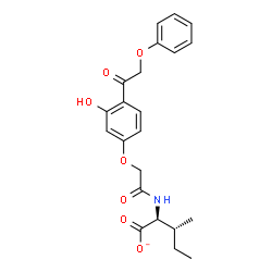 ChemSpider 2D Image | (2S,3R)-2-({[3-Hydroxy-4-(phenoxyacetyl)phenoxy]acetyl}amino)-3-methylpentanoate | C22H24NO7