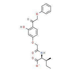 ChemSpider 2D Image | (2S,3S)-2-({[3-Hydroxy-4-(phenoxyacetyl)phenoxy]acetyl}amino)-3-methylpentanoate | C22H24NO7