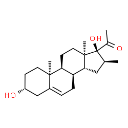 ChemSpider 2D Image | (3alpha,8alpha,10alpha,13alpha,14beta,16beta,17alpha)-3,17-Dihydroxy-16-methylpregn-5-en-20-one | C22H34O3