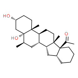 ChemSpider 2D Image | 1-[(2R,4aR,4bS,6aS,6bS,10aR,11aR,11bS,13R,13aS)-2,13a-Dihydroxy-4a,6a,13-trimethylicosahydro-6bH-indeno[2,1-a]phenanthren-6b-yl]ethanone | C26H42O3