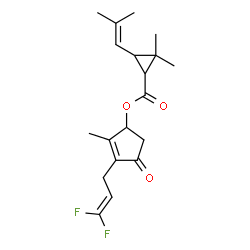 ChemSpider 2D Image | 3-(3,3-Difluoro-2-propen-1-yl)-2-methyl-4-oxo-2-cyclopenten-1-yl 2,2-dimethyl-3-(2-methyl-1-propen-1-yl)cyclopropanecarboxylate | C19H24F2O3