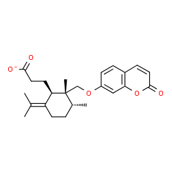ChemSpider 2D Image | 3-[(1R,2R,3R)-6-Isopropylidene-2,3-dimethyl-2-{[(2-oxo-2H-chromen-7-yl)oxy]methyl}cyclohexyl]propanoate | C24H29O5