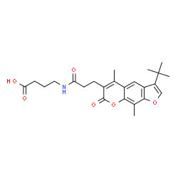 ChemSpider 2D Image | 4-({3-[5,9-Dimethyl-3-(2-methyl-2-propanyl)-7-oxo-7H-furo[3,2-g]chromen-6-yl]propanoyl}amino)butanoic acid | C24H29NO6