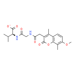 ChemSpider 2D Image | (2S)-2-({N-[(7-Methoxy-4,8-dimethyl-2-oxo-2H-chromen-3-yl)acetyl]glycyl}amino)-3-methylbutanoate | C21H25N2O7