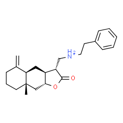 ChemSpider 2D Image | N-{[(3R,3aS,4aR,8aS,9aR)-8a-Methyl-5-methylene-2-oxododecahydronaphtho[2,3-b]furan-3-yl]methyl}-2-phenylethanaminium | C23H32NO2