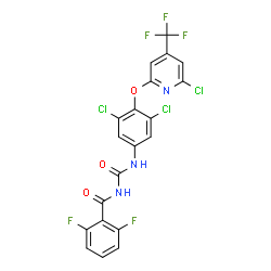 ChemSpider 2D Image | N-[(3,5-Dichloro-4-{[6-chloro-4-(trifluoromethyl)-2-pyridinyl]oxy}phenyl)carbamoyl]-2,6-difluorobenzamide | C20H9Cl3F5N3O3