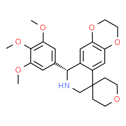 ChemSpider 2D Image | (6R)-6-(3,4,5-Trimethoxyphenyl)-2,2',3,3',5',6',7,8-octahydro-6H-spiro[1,4-dioxino[2,3-g]isoquinoline-9,4'-pyran] | C24H29NO6