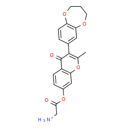 ChemSpider 2D Image | 2-{[3-(3,4-Dihydro-2H-1,5-benzodioxepin-7-yl)-2-methyl-4-oxo-4H-chromen-7-yl]oxy}-2-oxoethanaminium | C21H20NO6