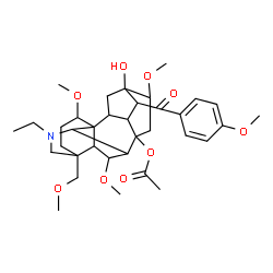 ChemSpider 2D Image | 20-Ethyl-13-hydroxy-1,6,16-trimethoxy-14-(4-methoxybenzoyl)-4-(methoxymethyl)aconitan-8-yl acetate | C35H49NO9