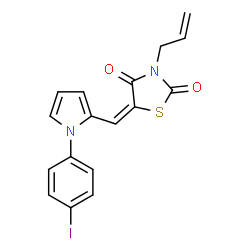 ChemSpider 2D Image | (5E)-3-Allyl-5-{[1-(4-iodophenyl)-1H-pyrrol-2-yl]methylene}-1,3-thiazolidine-2,4-dione | C17H13IN2O2S