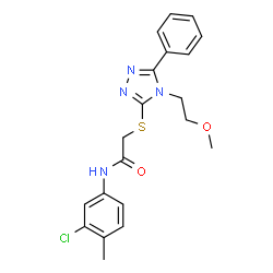 ChemSpider 2D Image | N-(3-Chloro-4-methylphenyl)-2-{[4-(2-methoxyethyl)-5-phenyl-4H-1,2,4-triazol-3-yl]sulfanyl}acetamide | C20H21ClN4O2S