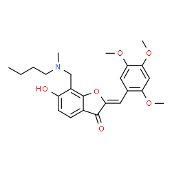 ChemSpider 2D Image | (2Z)-7-{[Butyl(methyl)amino]methyl}-6-hydroxy-2-(2,4,5-trimethoxybenzylidene)-1-benzofuran-3(2H)-one | C24H29NO6