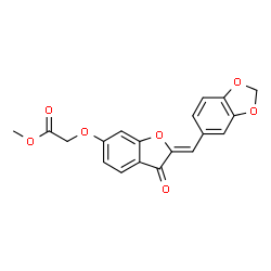ChemSpider 2D Image | Methyl {[(2Z)-2-(1,3-benzodioxol-5-ylmethylene)-3-oxo-2,3-dihydro-1-benzofuran-6-yl]oxy}acetate | C19H14O7