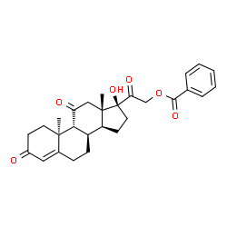 ChemSpider 2D Image | (8alpha,9beta,10alpha,17alpha)-17-Hydroxy-3,11,20-trioxopregn-4-en-21-yl benzoate | C28H32O6
