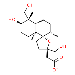 ChemSpider 2D Image | [(2S,2'S,4a'S,5R,5'S,6'R,8a'S)-6'-Hydroxy-5,5'-bis(hydroxymethyl)-2',5',8a'-trimethyldecahydro-2'H,3H-spiro[furan-2,1'-naphthalen]-5-yl]acetate | C20H33O6