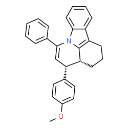 ChemSpider 2D Image | (3aR,4R)-4-(4-Methoxyphenyl)-6-phenyl-2,3,3a,4-tetrahydro-1H-pyrido[3,2,1-jk]carbazole | C28H25NO
