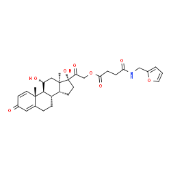 ChemSpider 2D Image | (11alpha,13alpha,14beta)-11,17-Dihydroxy-3,20-dioxopregna-1,4-dien-21-yl 4-[(2-furylmethyl)amino]-4-oxobutanoate | C30H37NO8