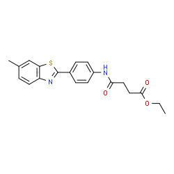 ChemSpider 2D Image | Ethyl 4-{[4-(6-methyl-1,3-benzothiazol-2-yl)phenyl]amino}-4-oxobutanoate | C20H20N2O3S