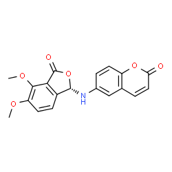 ChemSpider 2D Image | 6-{[(1S)-4,5-Dimethoxy-3-oxo-1,3-dihydro-2-benzofuran-1-yl]amino}-2H-chromen-2-one | C19H15NO6