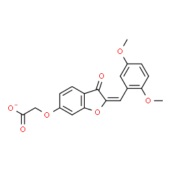 ChemSpider 2D Image | {[(2E)-2-(2,5-Dimethoxybenzylidene)-3-oxo-2,3-dihydro-1-benzofuran-6-yl]oxy}acetate | C19H15O7