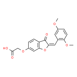ChemSpider 2D Image | {[(2E)-2-(2,5-Dimethoxybenzylidene)-3-oxo-2,3-dihydro-1-benzofuran-6-yl]oxy}acetic acid | C19H16O7