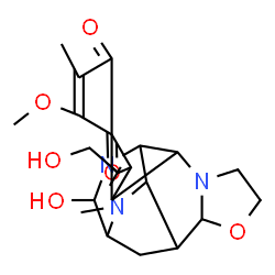 ChemSpider 2D Image | 21-Hydroxy-16-(hydroxymethyl)-13-methoxy-12,20-dimethyl-5-oxa-8,17,20-triazahexacyclo[15.3.1.0~3,19~.0~4,8~.0~9,18~.0~10,15~]henicosa-10(15),12-diene-11,14-dione | C21H27N3O6