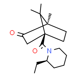 ChemSpider 2D Image | (1R,4S)-4-{[(2R)-2-Ethyl-1-piperidinyl]carbonyl}-1,7,7-trimethylbicyclo[2.2.1]heptan-2-one | C18H29NO2