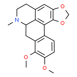 ChemSpider 2D Image | 9,10-Dimethoxy-7-methyl-6,7,7a,8-tetrahydro-5H-[1,3]benzodioxolo[6,5,4-de]benzo[g]quinoline | C20H21NO4