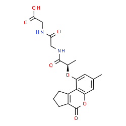 ChemSpider 2D Image | N-{(2R)-2-[(7-Methyl-4-oxo-1,2,3,4-tetrahydrocyclopenta[c]chromen-9-yl)oxy]propanoyl}glycylglycine | C20H22N2O7