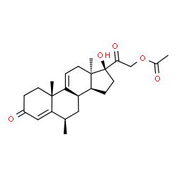 ChemSpider 2D Image | (6beta,8alpha,13alpha,17alpha)-17-Hydroxy-6-methyl-3,20-dioxopregna-4,9(11)-dien-21-yl acetate | C24H32O5