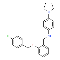 ChemSpider 2D Image | N-{2-[(4-Chlorobenzyl)oxy]benzyl}-4-(1-pyrrolidinyl)aniline | C24H25ClN2O
