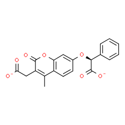 ChemSpider 2D Image | (2S)-{[3-(Carboxylatomethyl)-4-methyl-2-oxo-2H-chromen-7-yl]oxy}(phenyl)acetate | C20H14O7