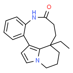 ChemSpider 2D Image | 3a-Ethyl-2,3,3a,4,5,7-hexahydroindolizino[8,1-ef][1]benzazonin-6(1H)-one | C19H22N2O