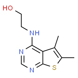 ChemSpider 2D Image | 2-[(5,6-Dimethylthieno[2,3-d]pyrimidin-4-yl)amino]ethanol | C10H13N3OS