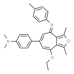 ChemSpider 2D Image | 4-{(4E)-8-Ethoxy-1,3-dimethyl-4-[(4-methylphenyl)imino]-4H-cyclohepta[c]furan-6-yl}-N,N-dimethylaniline | C28H30N2O2
