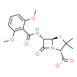 ChemSpider 2D Image | (2S,5R,6S)-6-[(2,6-Dimethoxybenzoyl)amino]-3,3-dimethyl-7-oxo-4-thia-1-azabicyclo[3.2.0]heptane-2-carboxylate | C17H19N2O6S