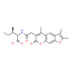 ChemSpider 2D Image | (2S,3R)-3-Methyl-2-{[(2,3,5-trimethyl-7-oxo-7H-furo[3,2-g]chromen-6-yl)acetyl]amino}pentanoate | C22H24NO6