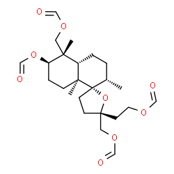 ChemSpider 2D Image | {(2S,2'S,4a'S,5R,5'S,6'R,8a'S)-6'-(Formyloxy)-5-[2-(formyloxy)ethyl]-2',5',8a'-trimethyldecahydro-2'H,3H-spiro[furan-2,1'-naphthalene]-5,5'-diyl}bis(methylene) diformate | C24H36O9