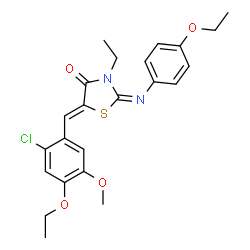 ChemSpider 2D Image | (2E,5Z)-5-(2-Chloro-4-ethoxy-5-methoxybenzylidene)-2-[(4-ethoxyphenyl)imino]-3-ethyl-1,3-thiazolidin-4-one | C23H25ClN2O4S