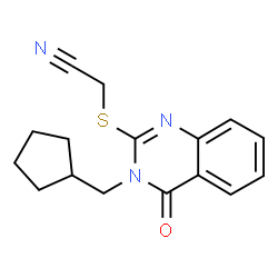 ChemSpider 2D Image | (3-Cyclopentylmethyl-4-oxo-3,4-dihydro-quinazolin-2-ylsulfanyl)-acetonitrile | C16H17N3OS