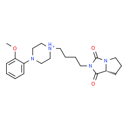 ChemSpider 2D Image | 1-{4-[(7aR)-1,3-Dioxotetrahydro-1H-pyrrolo[1,2-c]imidazol-2(3H)-yl]butyl}-4-(2-methoxyphenyl)piperazin-1-ium | C21H31N4O3